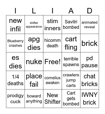 OOTW Bingo Card