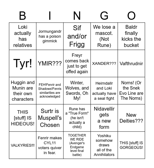 FEH Ragnarok Bingo (As of Feb. 2026) Bingo Card