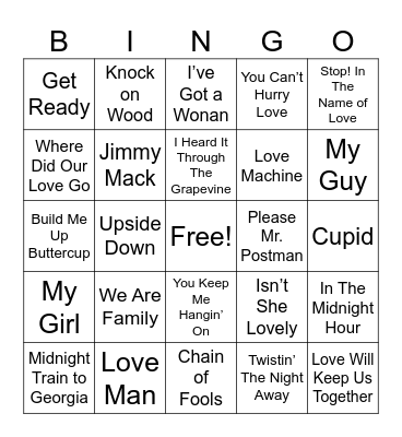 Motown Bingo Card