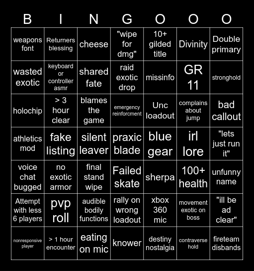 LFG BINGO Card