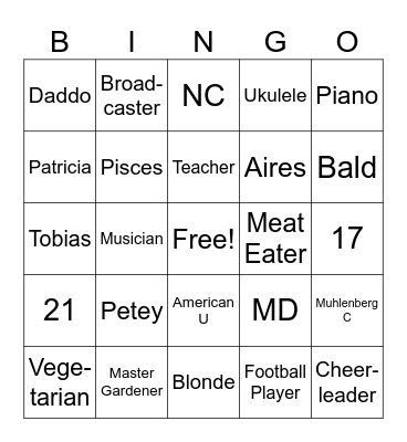 Sibling February Birthday Bingo Card