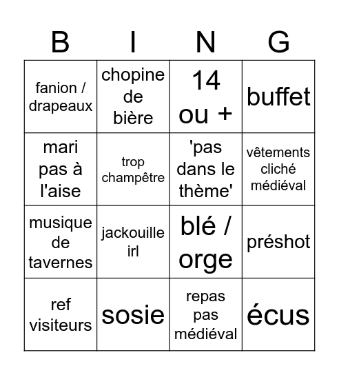 4 mariages pour une lune de miel Bingo Card