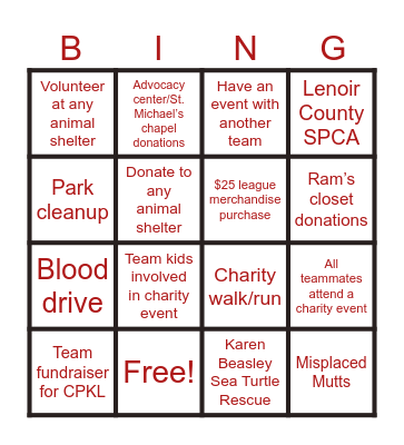 CPKL Spring 2026 Charity Bingo Card