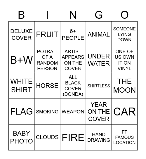 ALBUM COVER BINGO Card