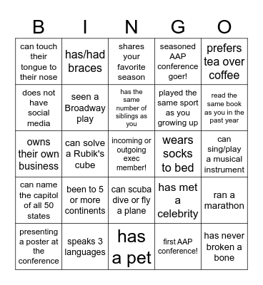 Physiatry '26 Bingo Card