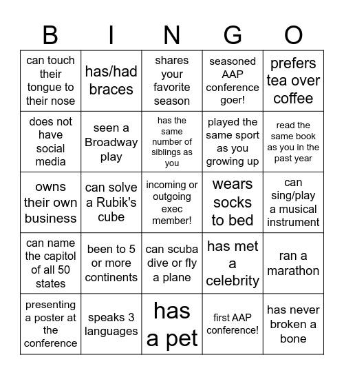 Physiatry '26 Bingo Card