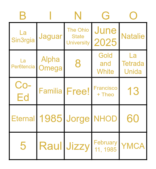 APSI Bingo Card