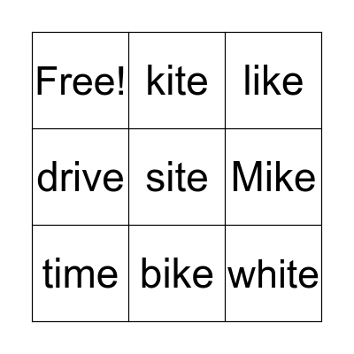 Long i Bingo Card