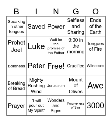 ACTS! Bingo Card