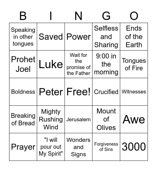 ACTS! Bingo Card