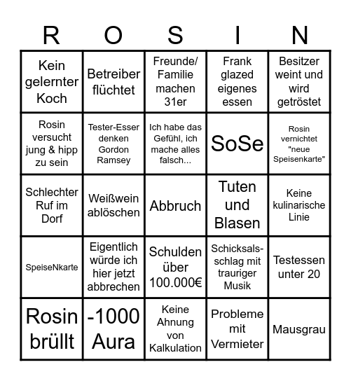 Rosingo Bingo Card
