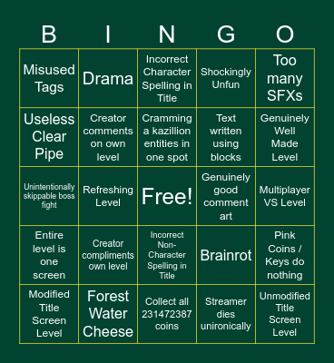 Endless Easy Bingo Card