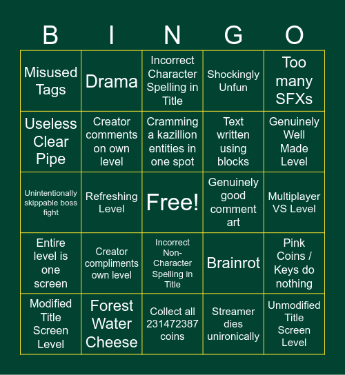 Endless Easy Bingo Card