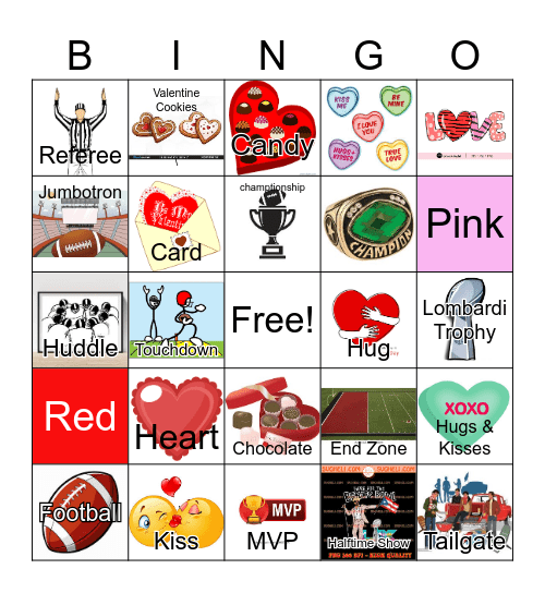 Valentine & Super Bowl Bingo Card
