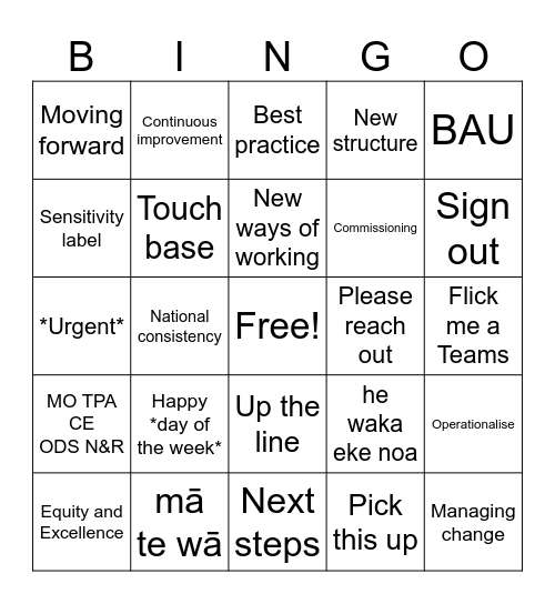 N&R Bingo Card