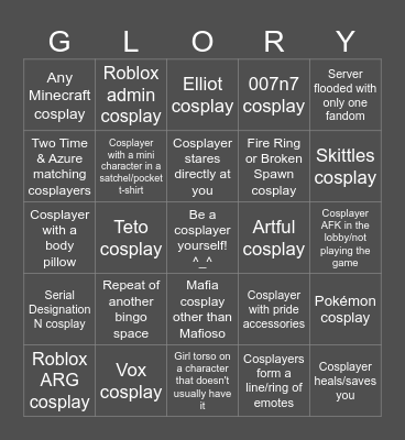 something evil will happen cosplay bingo (now without chat) Bingo Card