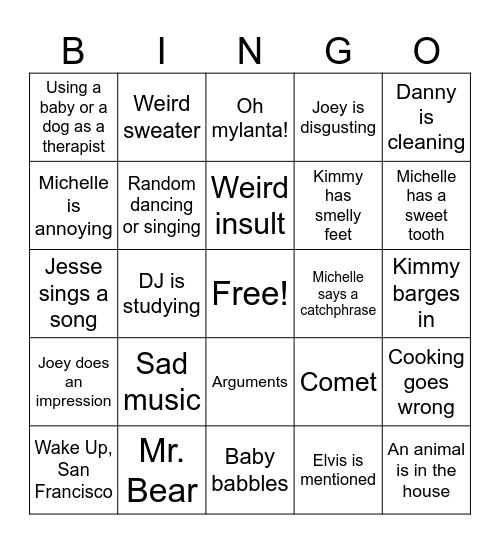 Full House Bingo Card