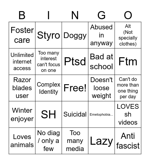 Dog's bingo Card