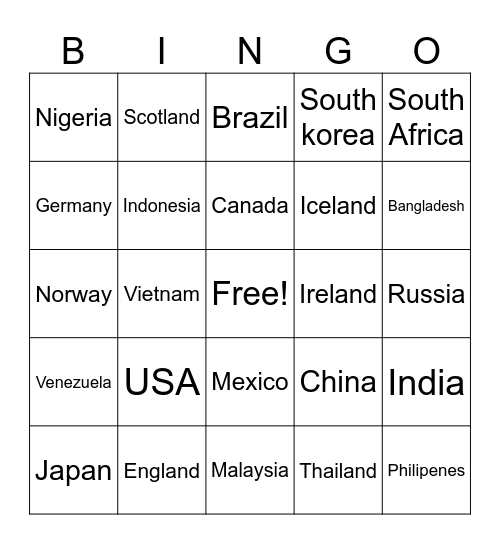 Country nudes Bingo Card