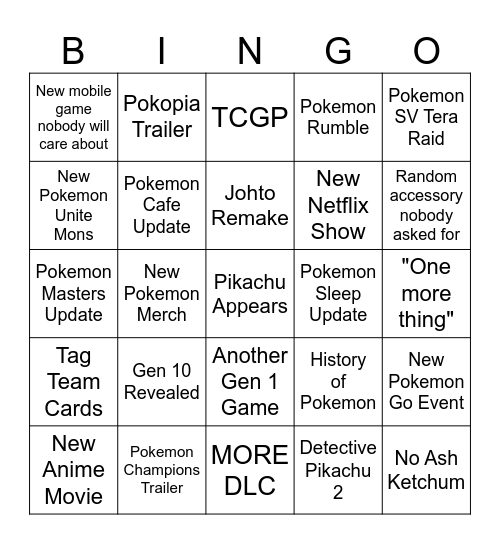 Pokemon Day 2026 Bingo Card