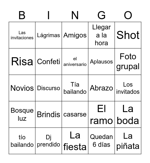 Matri Bingo Card