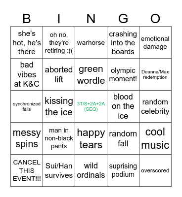 Pairs FS Bingo Card