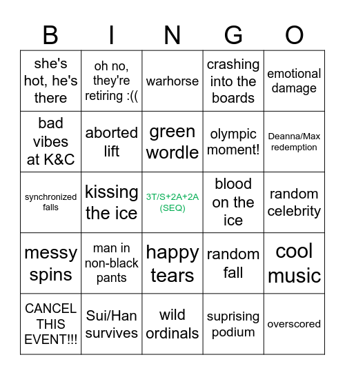 Pairs FS Bingo Card