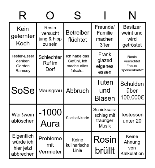 Rosingo2 Bingo Card
