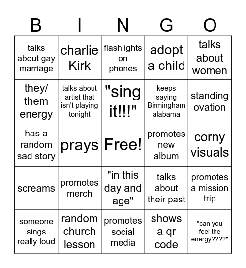 Christian bingo Card