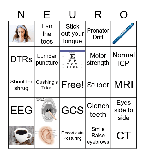 Neuro Assessment Bingo Card