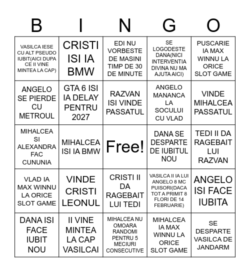 BINGO 2026 SUPER SECRET Bingo Card