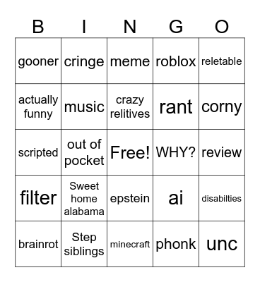 Random shorts Bingo Card