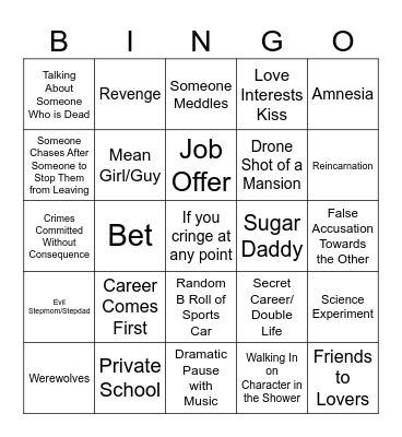 Vertical Movie Bingo Card