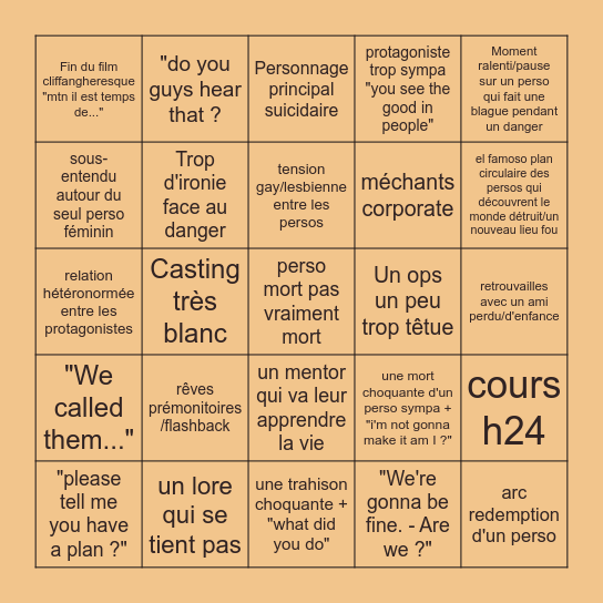 YA Dystopie (plot twist c'est tous les mêmes) Bingo Card