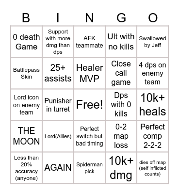 MARVEL RIVALS Bingo Card