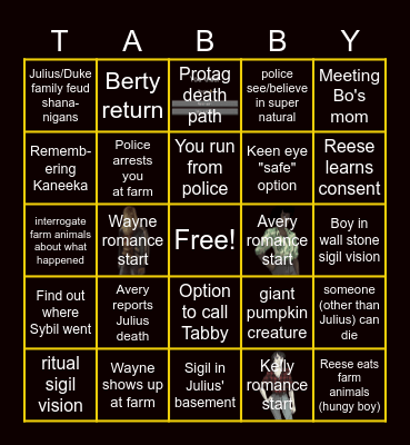 Scarlet hollow Chapter 5.2!!! Bingo Card