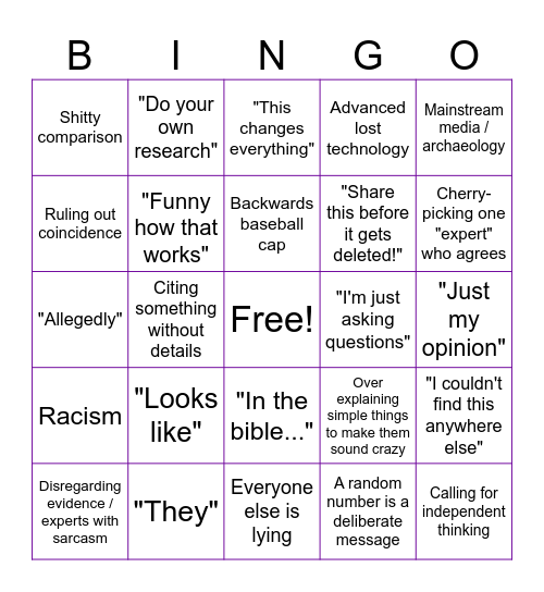 Conspiracy theories Bingo Card