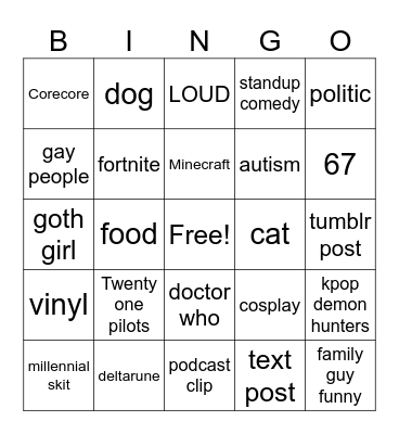 Jensen Reels Bingo V1.5 Bingo Card
