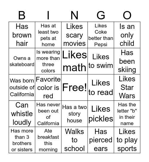 Find someone who... Bingo Card