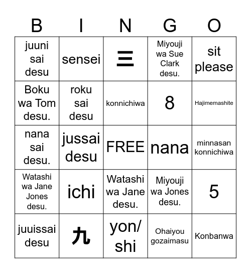 Week 4 Review Bingo Card