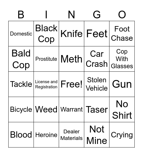 MowMow's Cops Bingo Card