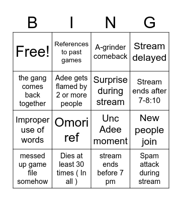 SILKSONG STREAM Bingo Card