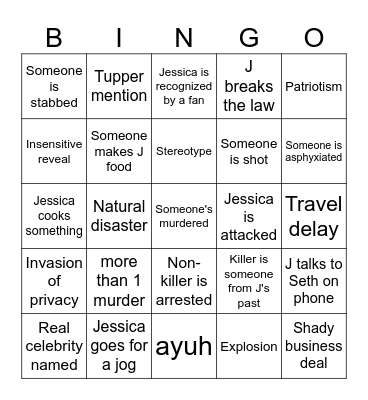 Murder, She Wrote, he read (Outside Cabot Cove) Bingo Card