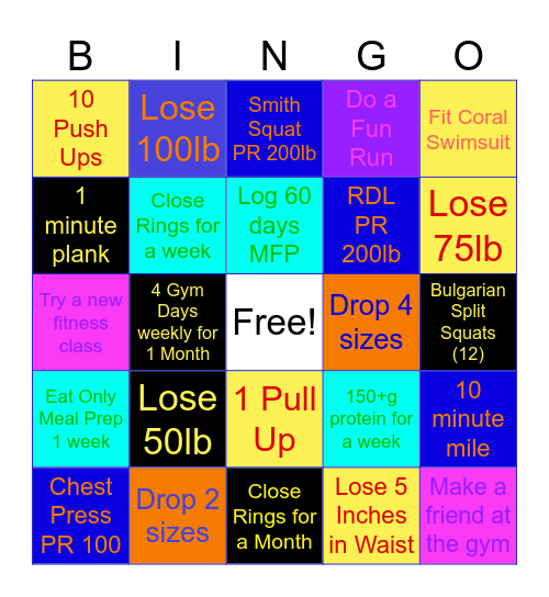 Fitness Bingo Card