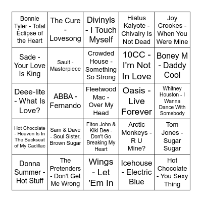 ★ Music Bingo w Bonnie Anne ★ Bingo Card