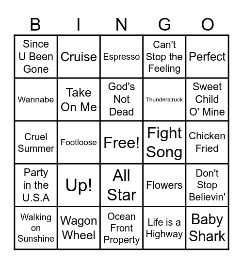 Trinity DJ Bingo Card
