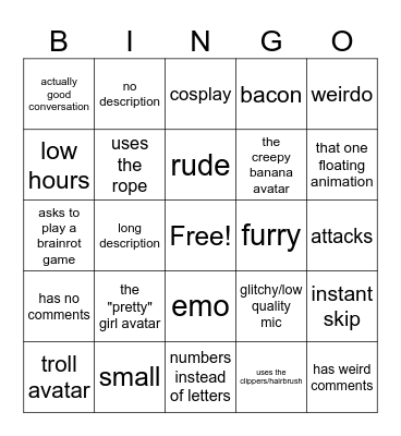 neighbors Bingo Card