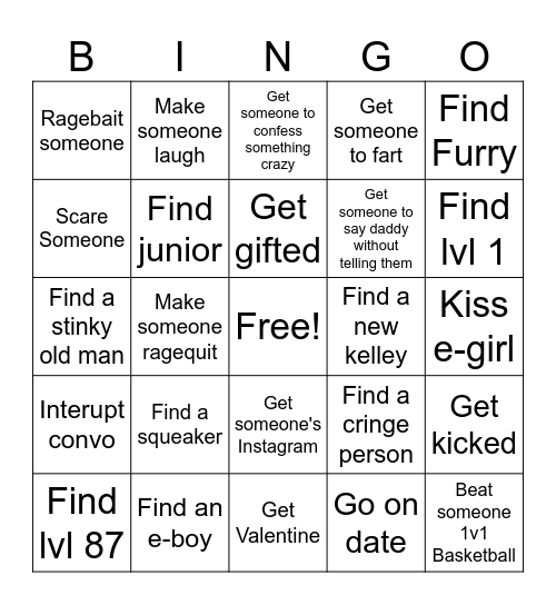 RR Bingo Card
