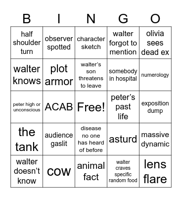 FRINGE Bingo Card