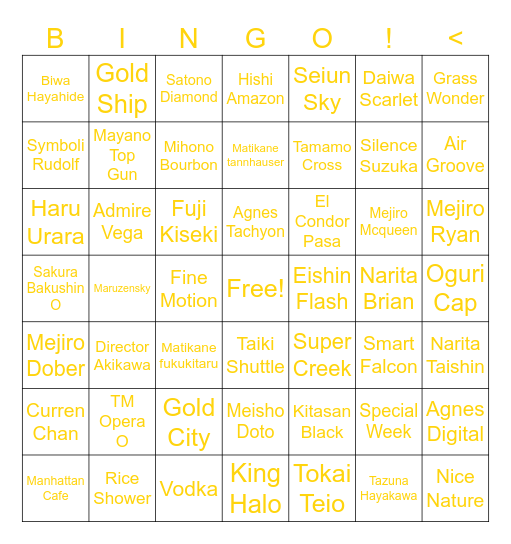 Wplace Uma Bingo [EASY MODE] Bingo Card